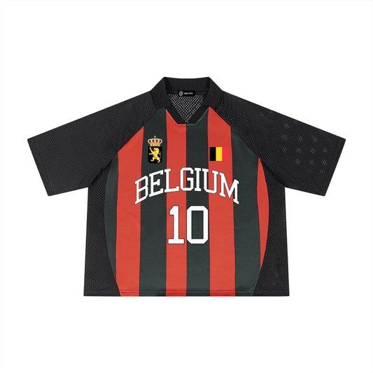 Belgium Soccer Jersey – Unisex Striped Mesh Boxy Fit | World Cup 2026