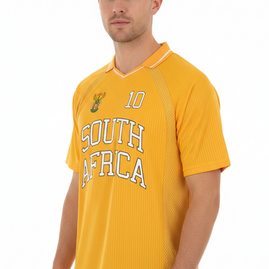 South Africa Sports Striped V-Neck Oversized Soccer Jersey