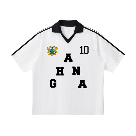 Ghana Contrast Collar Striped Soccer Jersey – Unisex Loose Fit | World Cup 2026