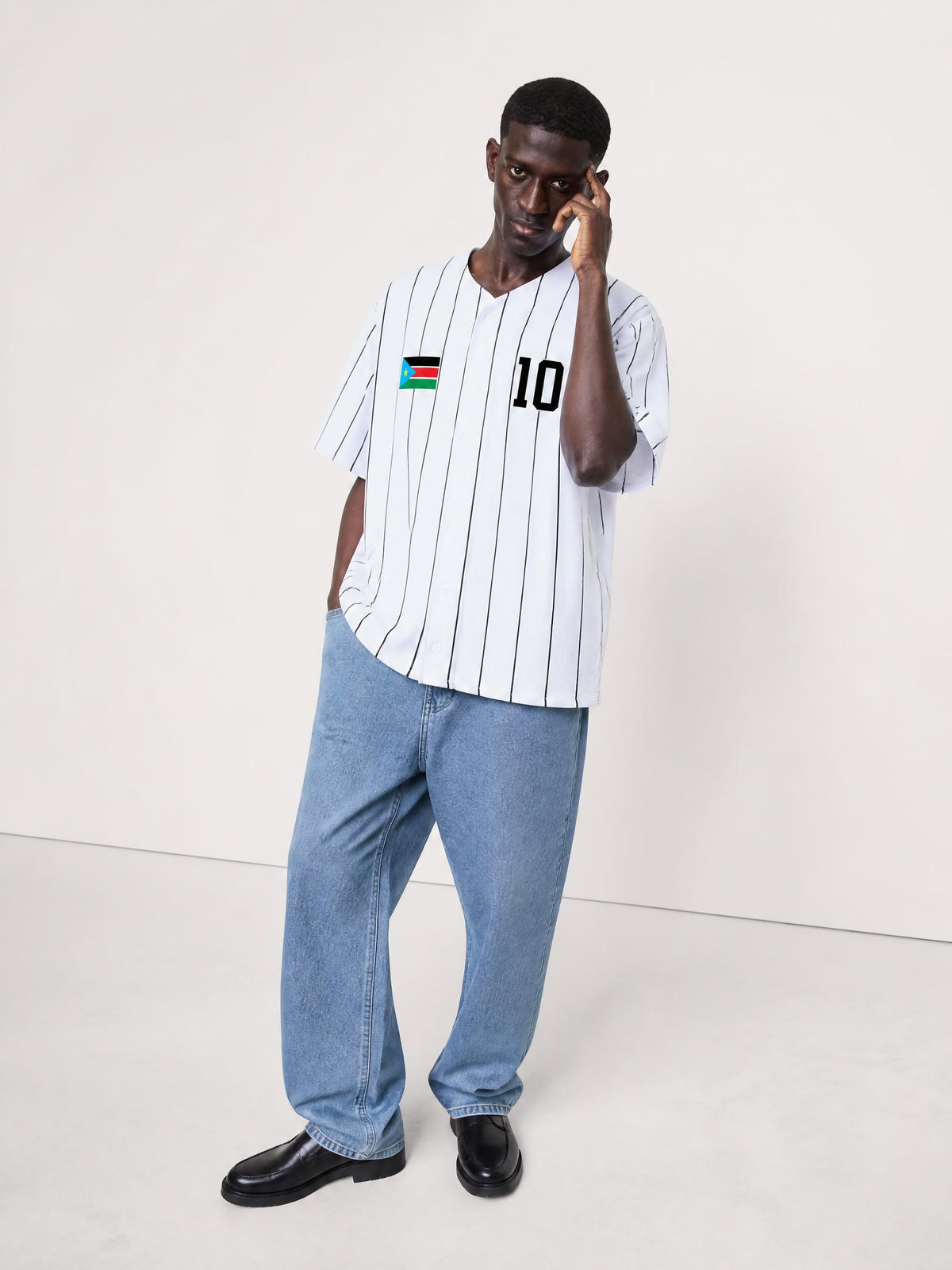 South Sudan Pinstripe Baseball Jersey