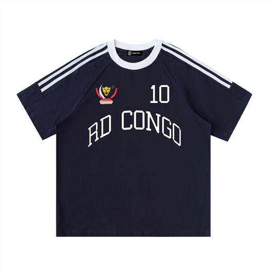 ODMPOD RD Congo football fan T-shirt, custom cotton jersey with team logo and vibrant design, ideal for supporting the national team