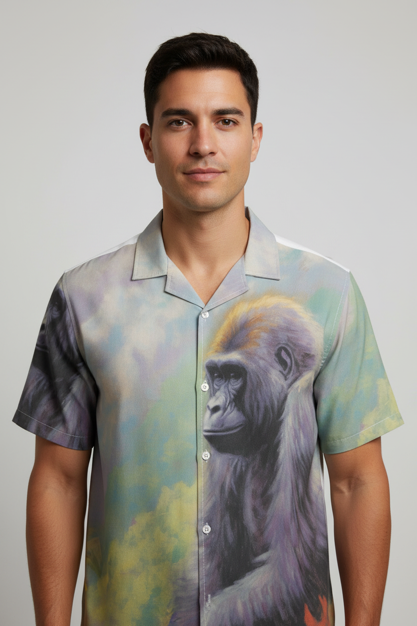 Mountain Gorilla Hawaiian Shirt Model Mockup