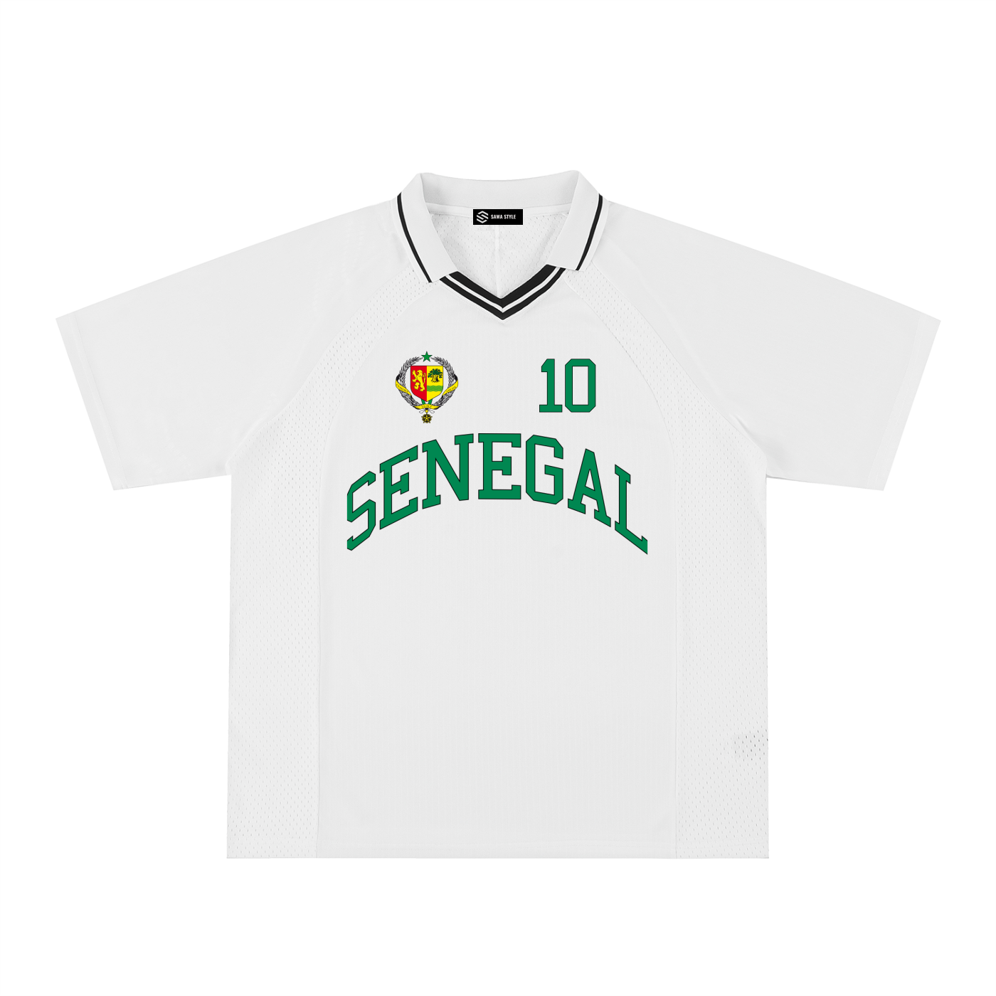 Senegal Sports unisex oversized soccer jersey by ODMPOD featuring bold team logo and vibrant yellow color.