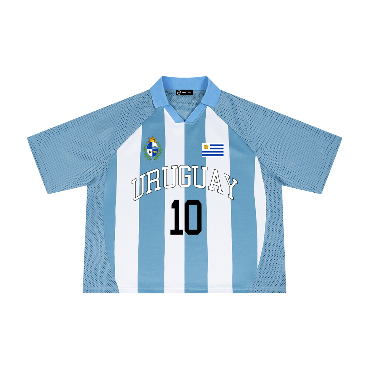 Uruguay Soccer Jersey – Unisex Striped Mesh Boxy Fit | World Cup 2026