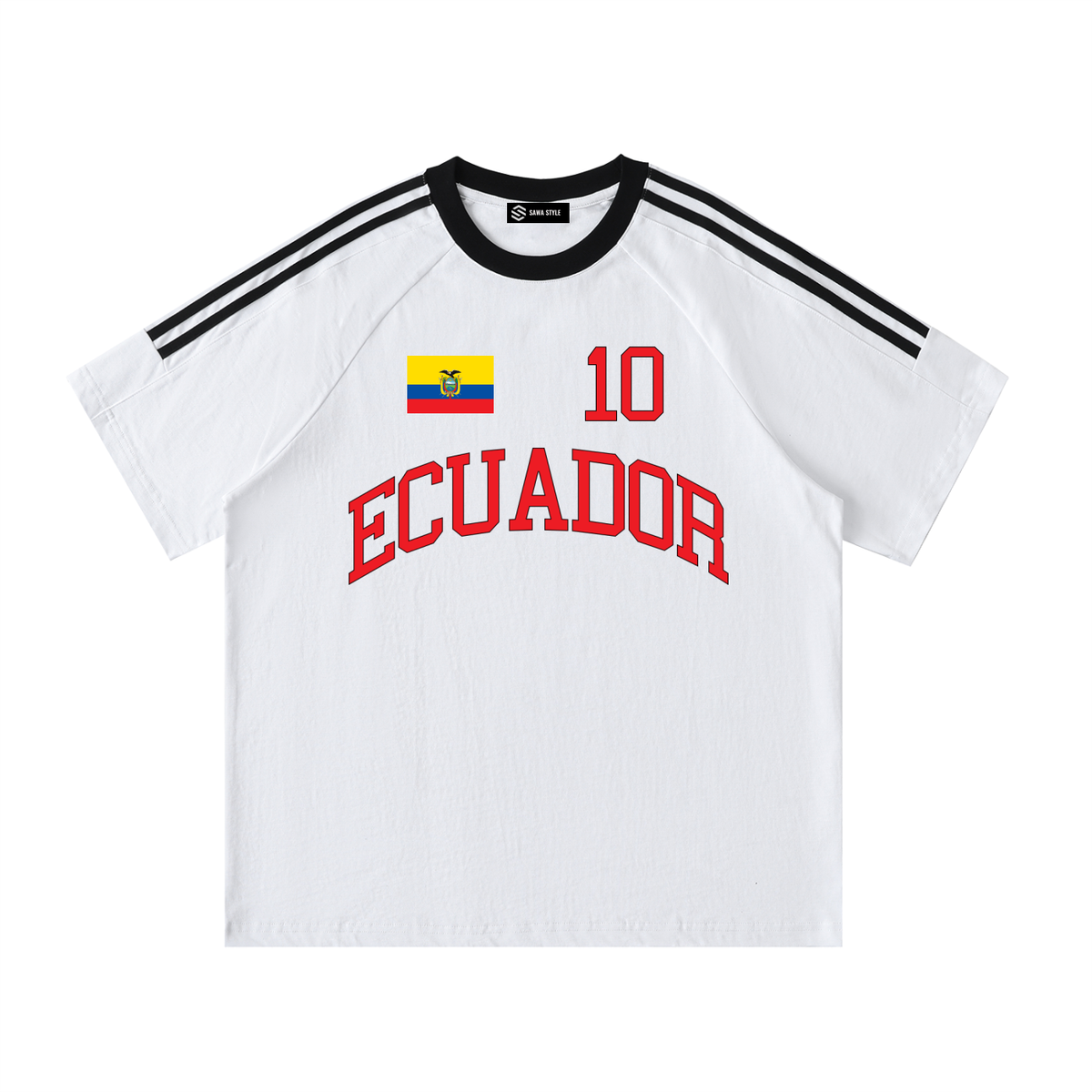 Ecuador Contrast Tape Crewneck Cotton T-Shirt