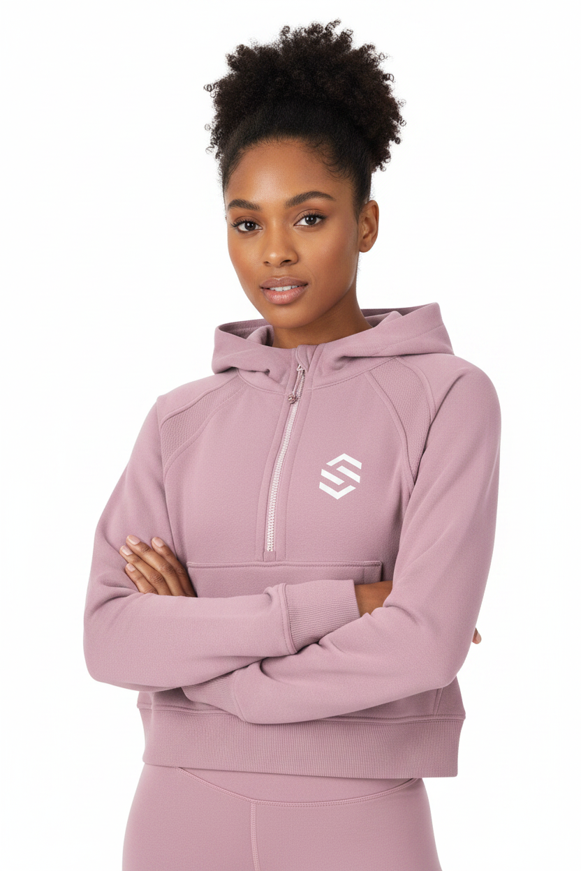 Sawa Cropped Half-Zip Hoodie — Women's Streetwear