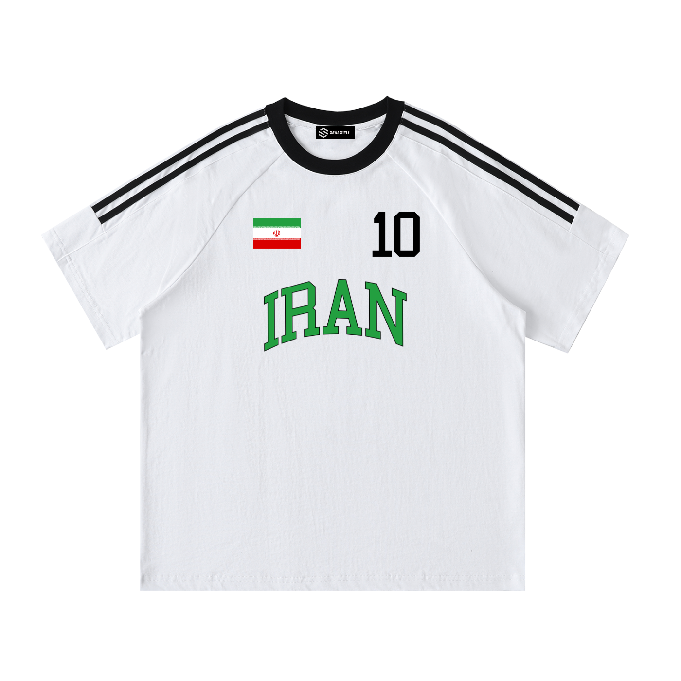Unisex cotton crewneck T-shirt with Iran Sports branding, featuring a comfortable fit and casual style by ODMPOD.