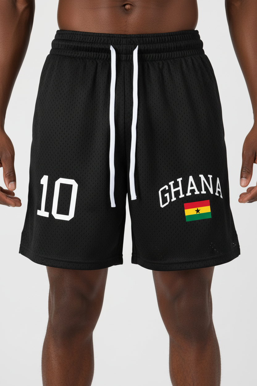 Ghana Flag Mesh Drawstring Shorts | World Cup 2026 Fan Apparel