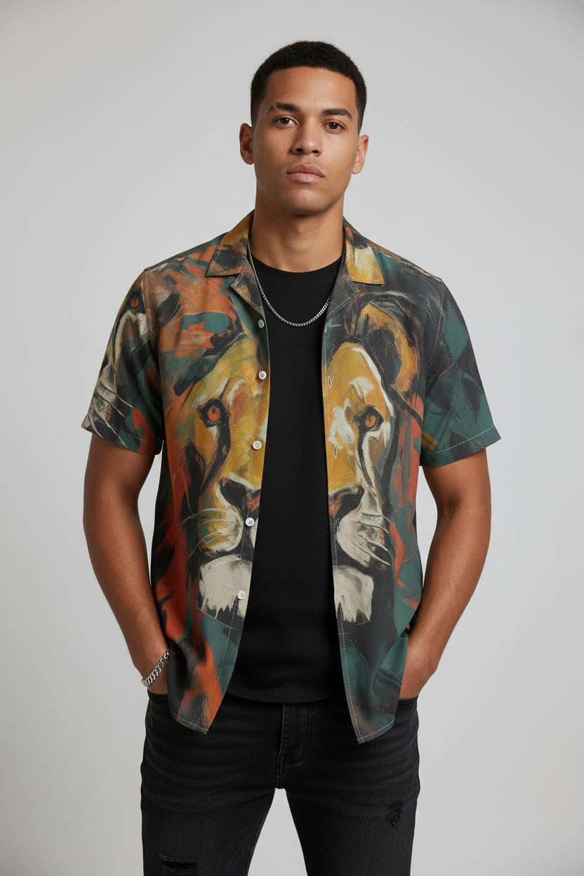 African Lion Hawaiian Shirt – All-Over Print