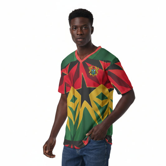 Ghana Black Star All-Over Print V-Neck T-Shirt – Unisex Fan Tee