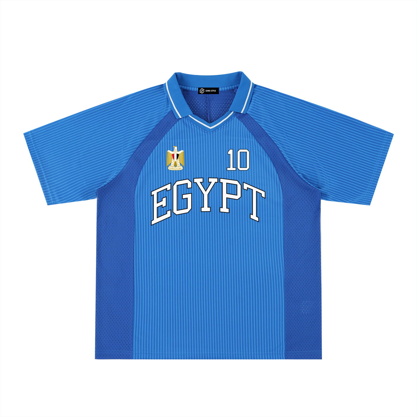 Egypt football T-shirt by ODMPOD featuring personalized soccer design for World Cup 2026, with Egyptian flag and team logo.