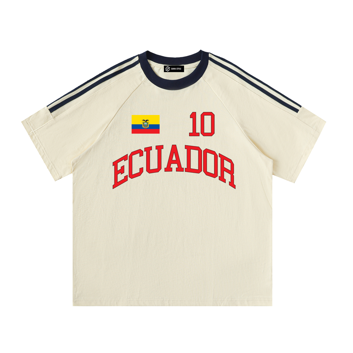 Ecuador Contrast Tape Crewneck Cotton T-Shirt