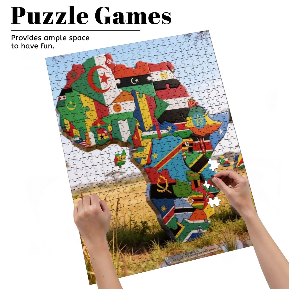 Africa 54 Countries Wooden Jigsaw Puzzle – 500 Piece Basswood Puzzle (Vertical).