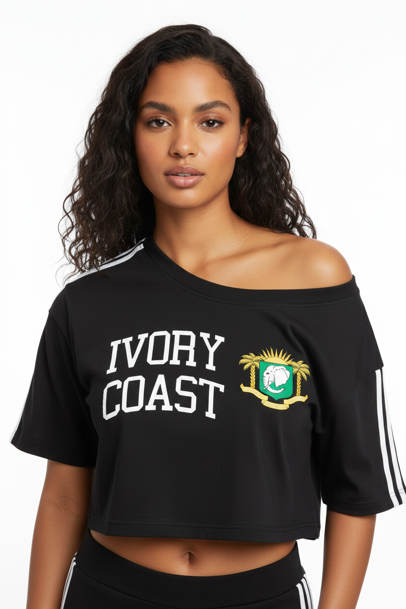 Ivory Coast Women's Off-the-Shoulder Crop T-Shirt