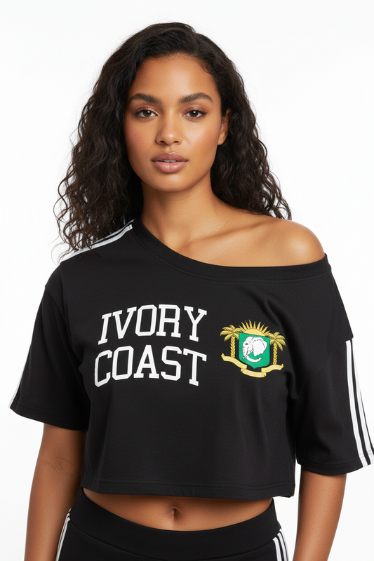 Ivory Coast Women's Off-the-Shoulder Crop T-Shirt
