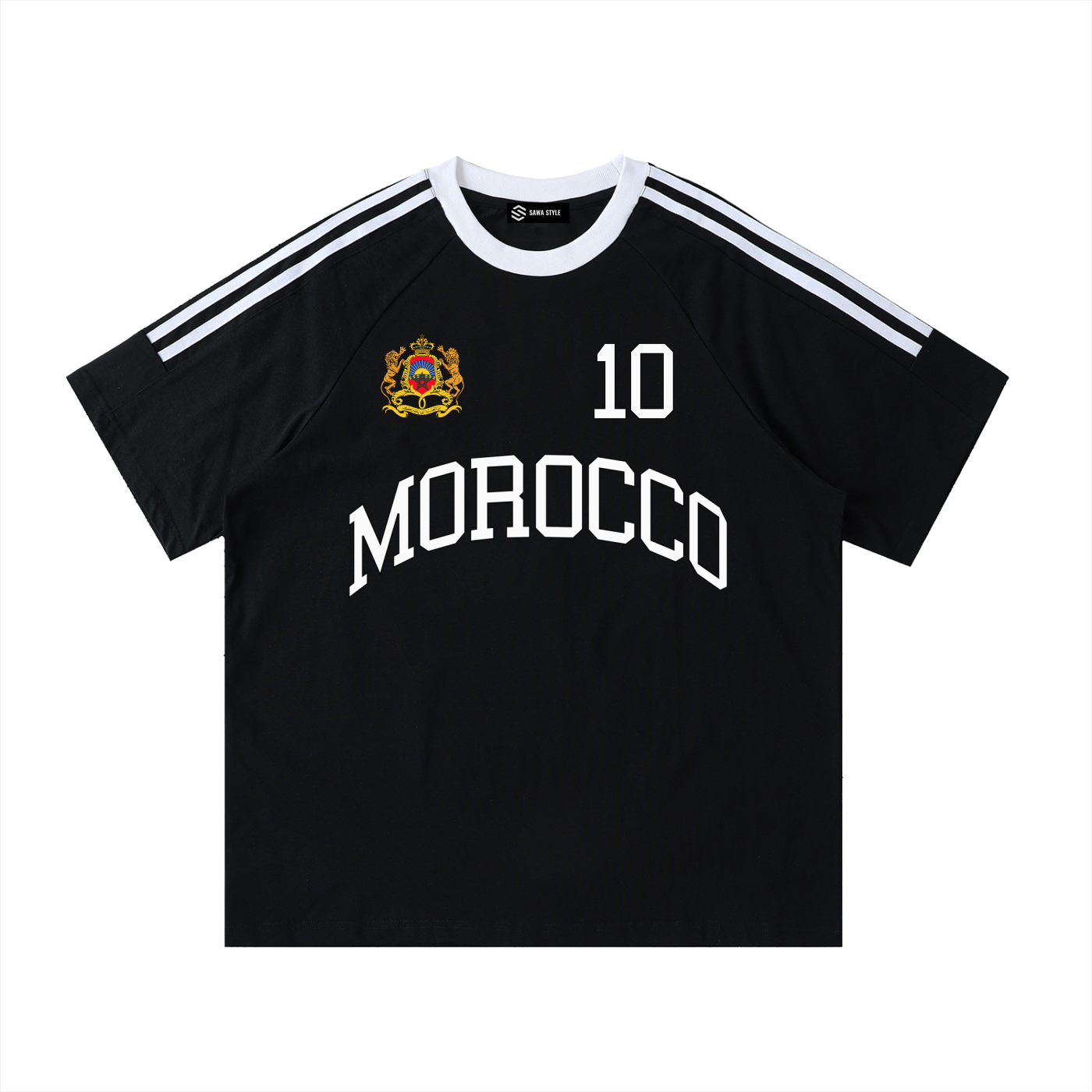 Unisex Morocco Maroc cotton crewneck T-shirt by ODMPOD featuring a comfortable fit and minimalist design.