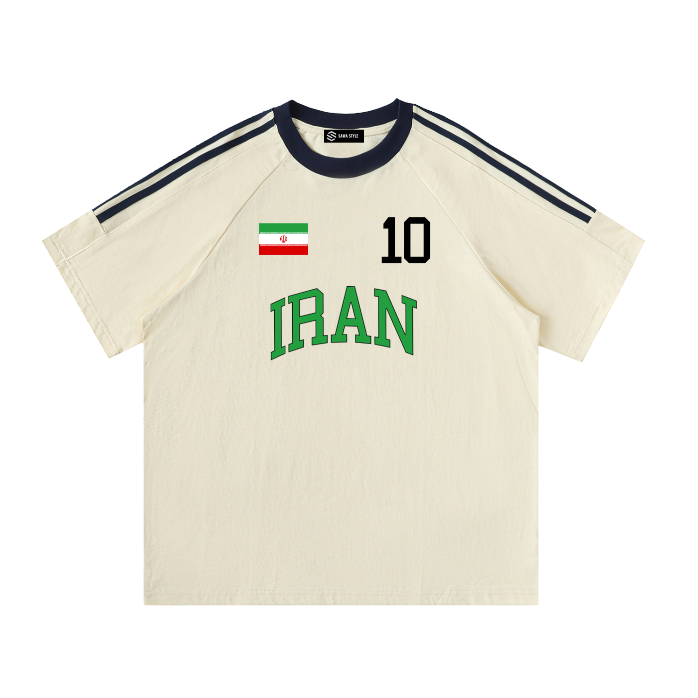 Unisex Iran Sports cotton crewneck T-shirt by ODMPOD, featuring a comfortable fit and casual design in white.