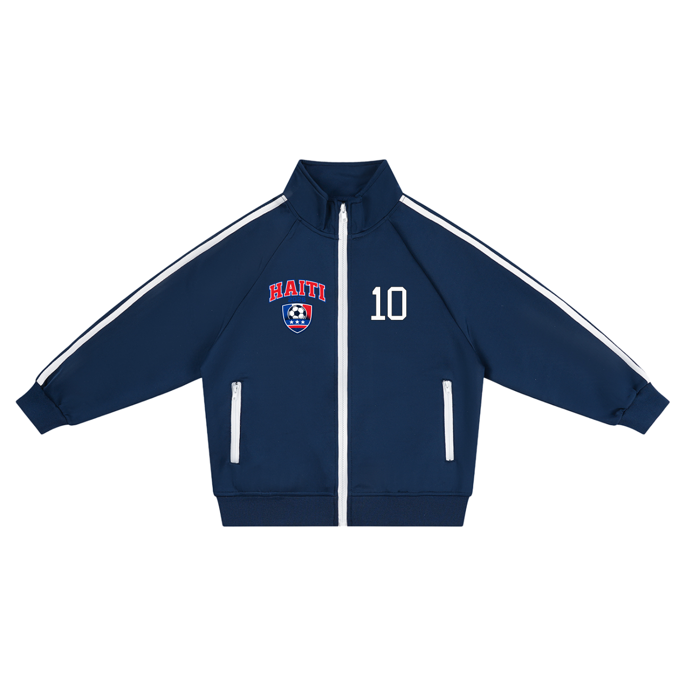 Haiti Football Kids' Coach Jacket – Contrast Tape Track Top | World Cup 2026