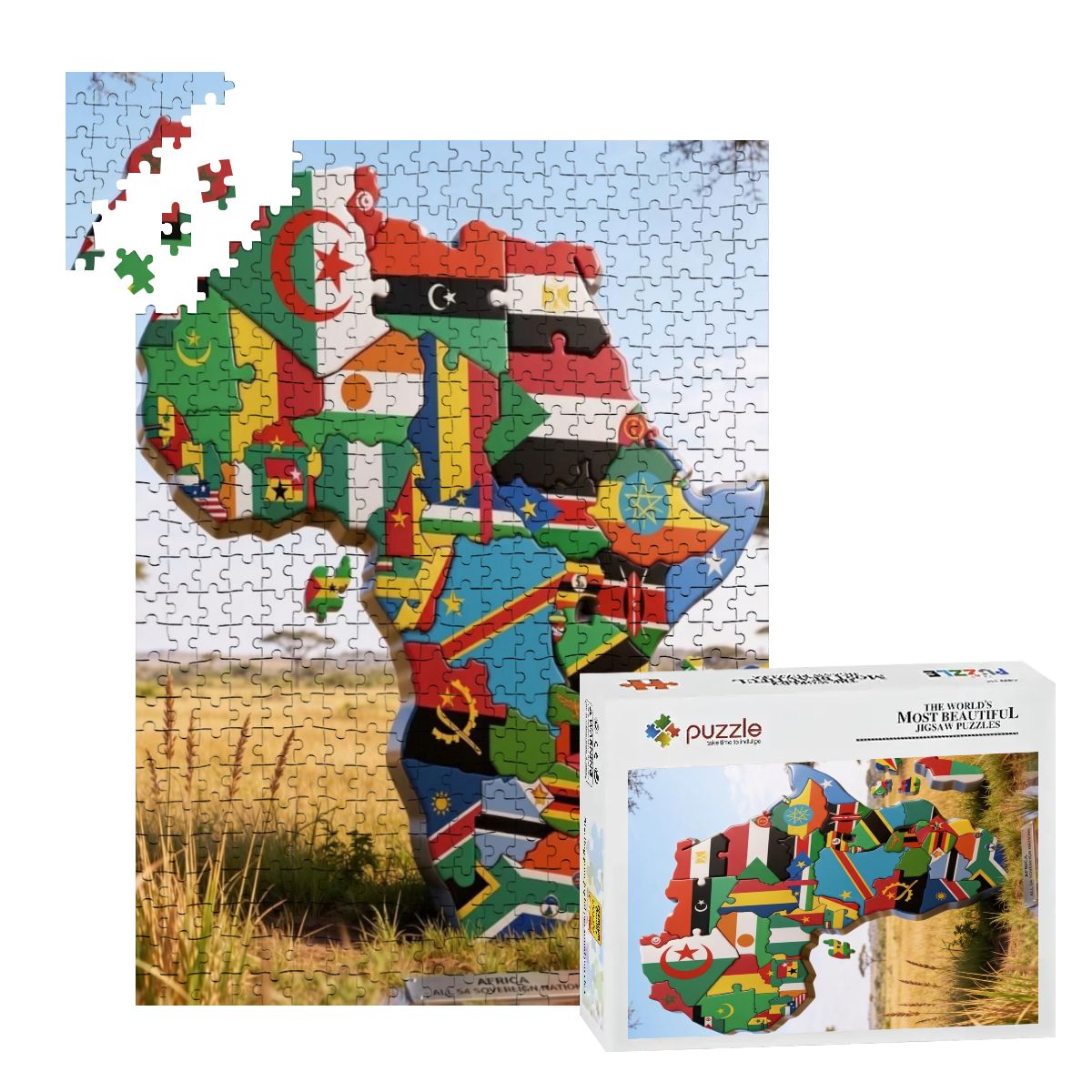 Africa 54 Countries Wooden Jigsaw Puzzle – 500 Piece Basswood Puzzle (Vertical).