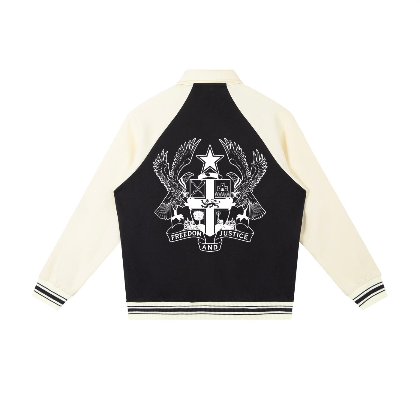 ODMPOD customizable Ghana baseball jacket with vibrant colors and bold design, perfect for showcasing national pride.
