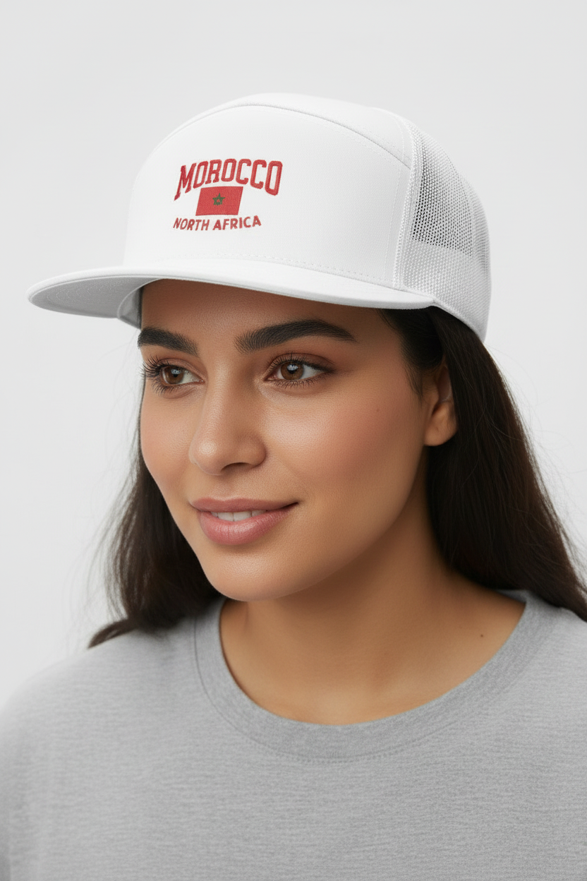 Morocco Flag Embroidered Trucker Hat