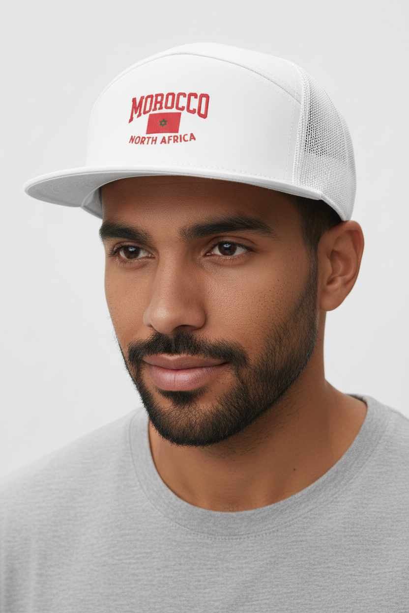 Morocco Flag Embroidered Trucker Hat