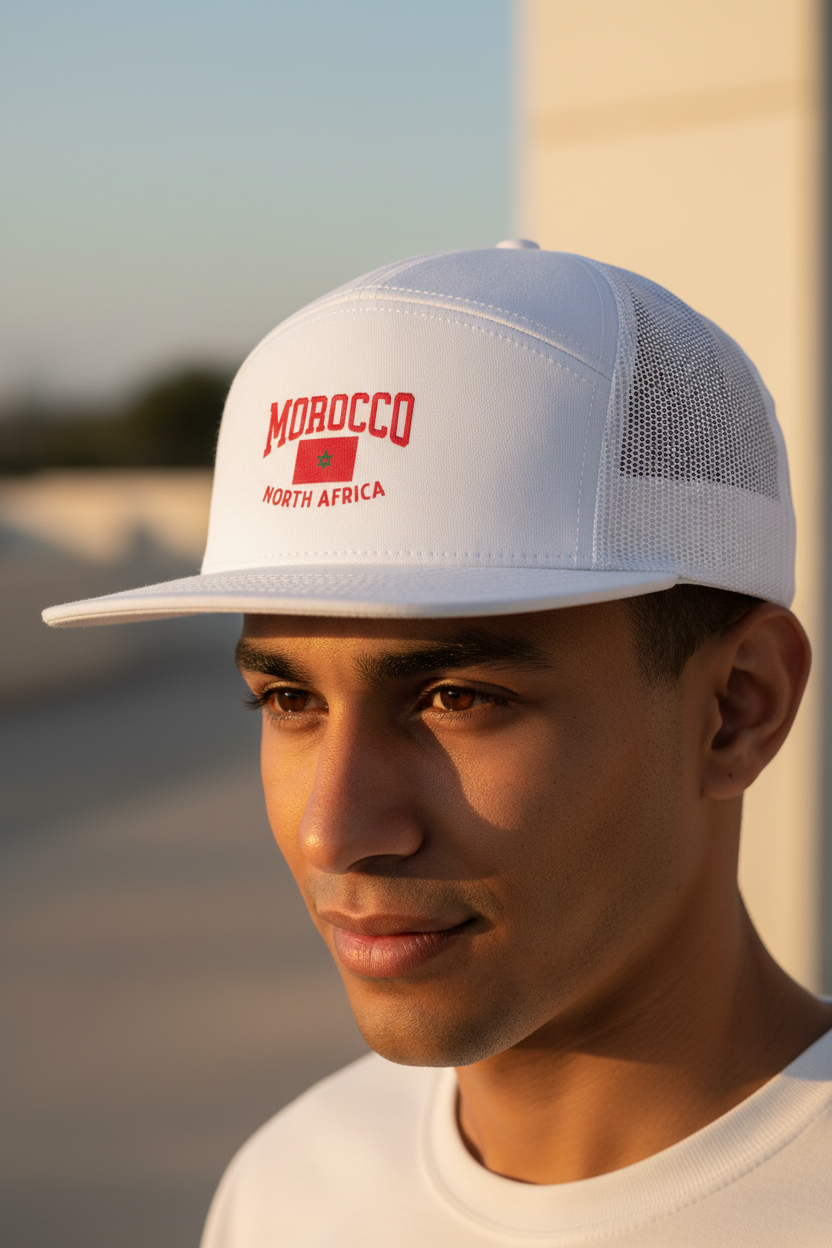 Morocco Flag Embroidered Trucker Hat