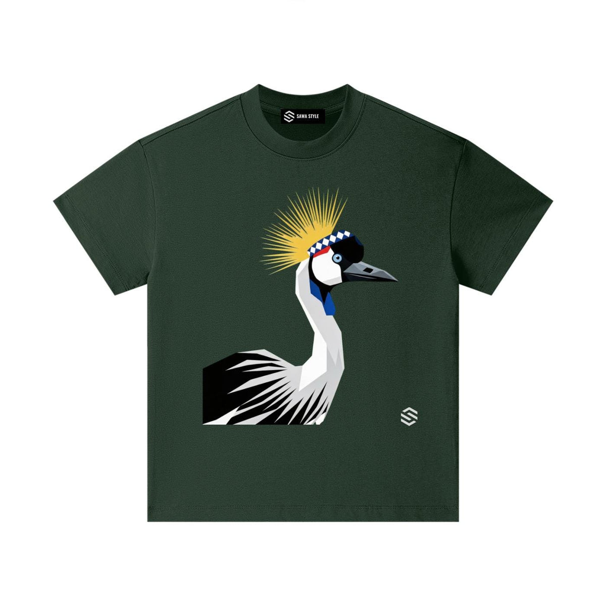 T-shirt Enfant Grue Royale d'Afrique | 100 % Coton Oiseau d'Afrique de l'Est | Inspiré du Rwanda et de l'Ouganda