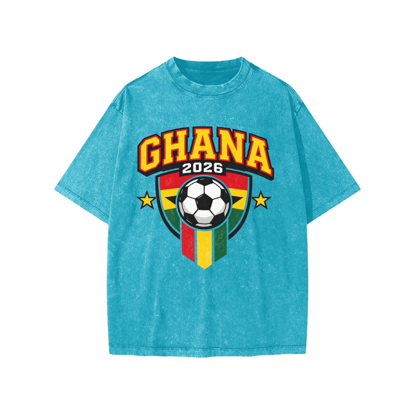 Kids' Ghana World Cup 2026 supporter T-shirt by ODMPOD featuring team logo and vibrant design for young football fans.