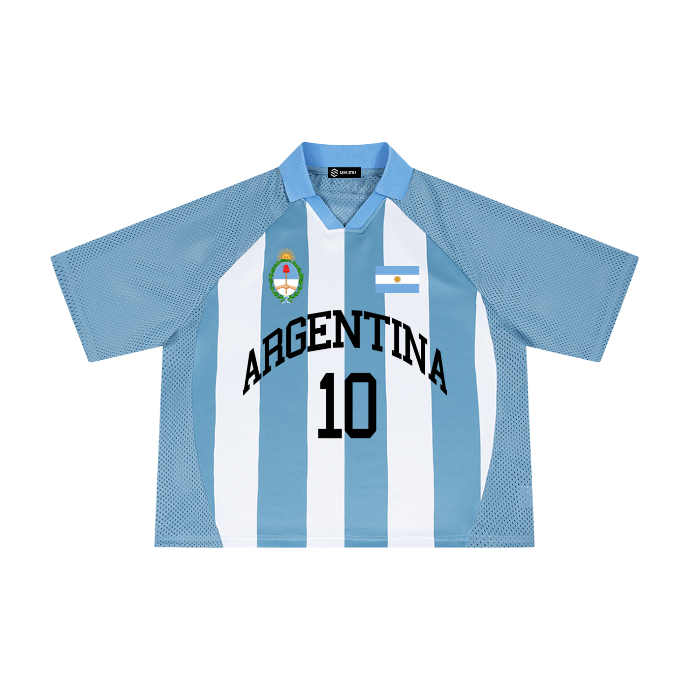 Argentina Soccer Jersey – Unisex Striped Mesh Boxy Fit | World Cup 2026