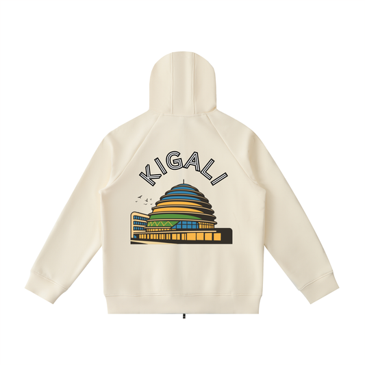 Rwanda Kigali Convention Zip Hoodie – Heavyweight Raglan Sleeve