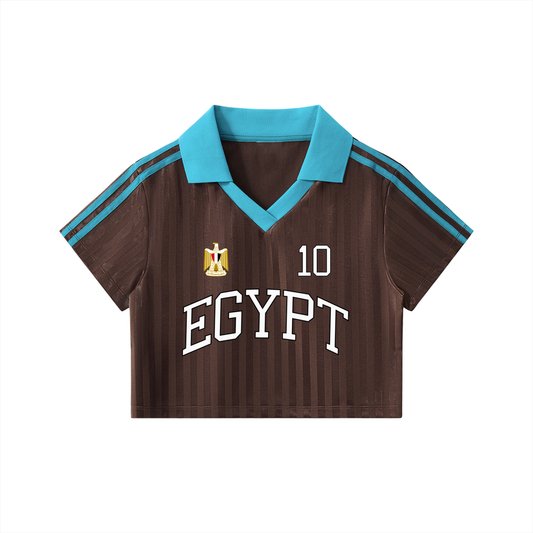 Egypt Soccer Crop Top for women by ODMPOD, sporty jersey with Egypt national team design, ideal for World Cup 2026 fans.