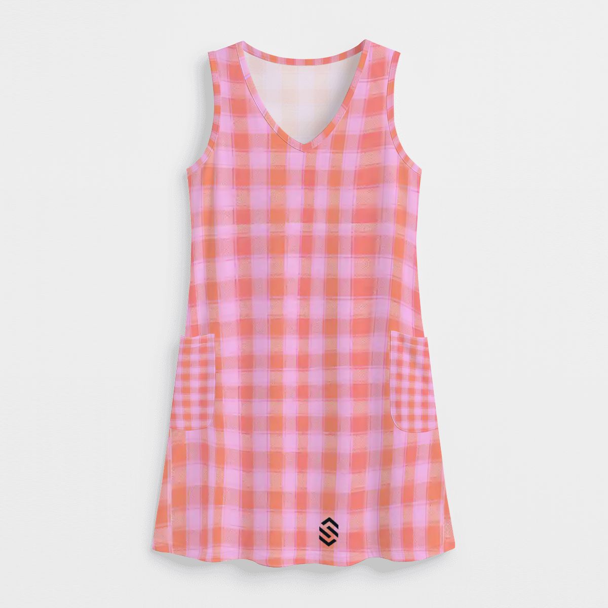 Women's Casual Sleeveless Sundress with Pockets – Soft Faux Cotton All-Over Print