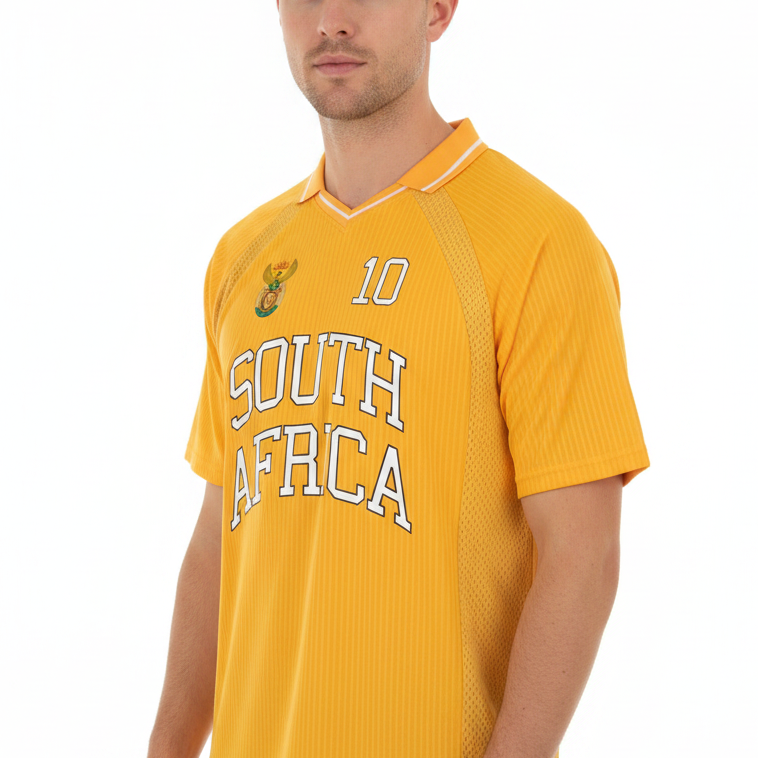 South Africa Sports Striped V-Neck Oversized Soccer Jersey