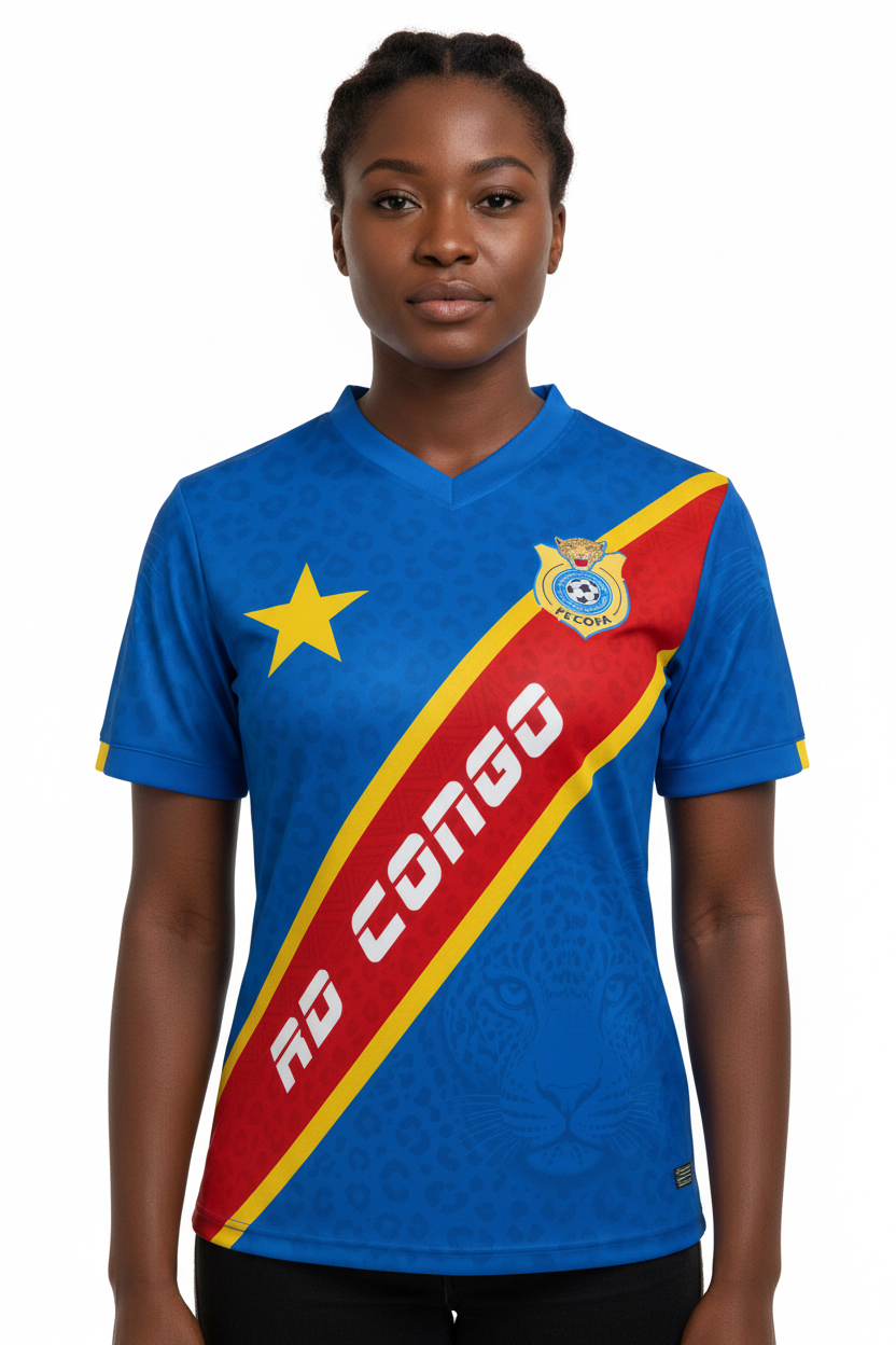 RDC Leopard Soccer Jersey, RD Congo Supporter jersey, Personalized Name & Number, Camisa De Futbol
