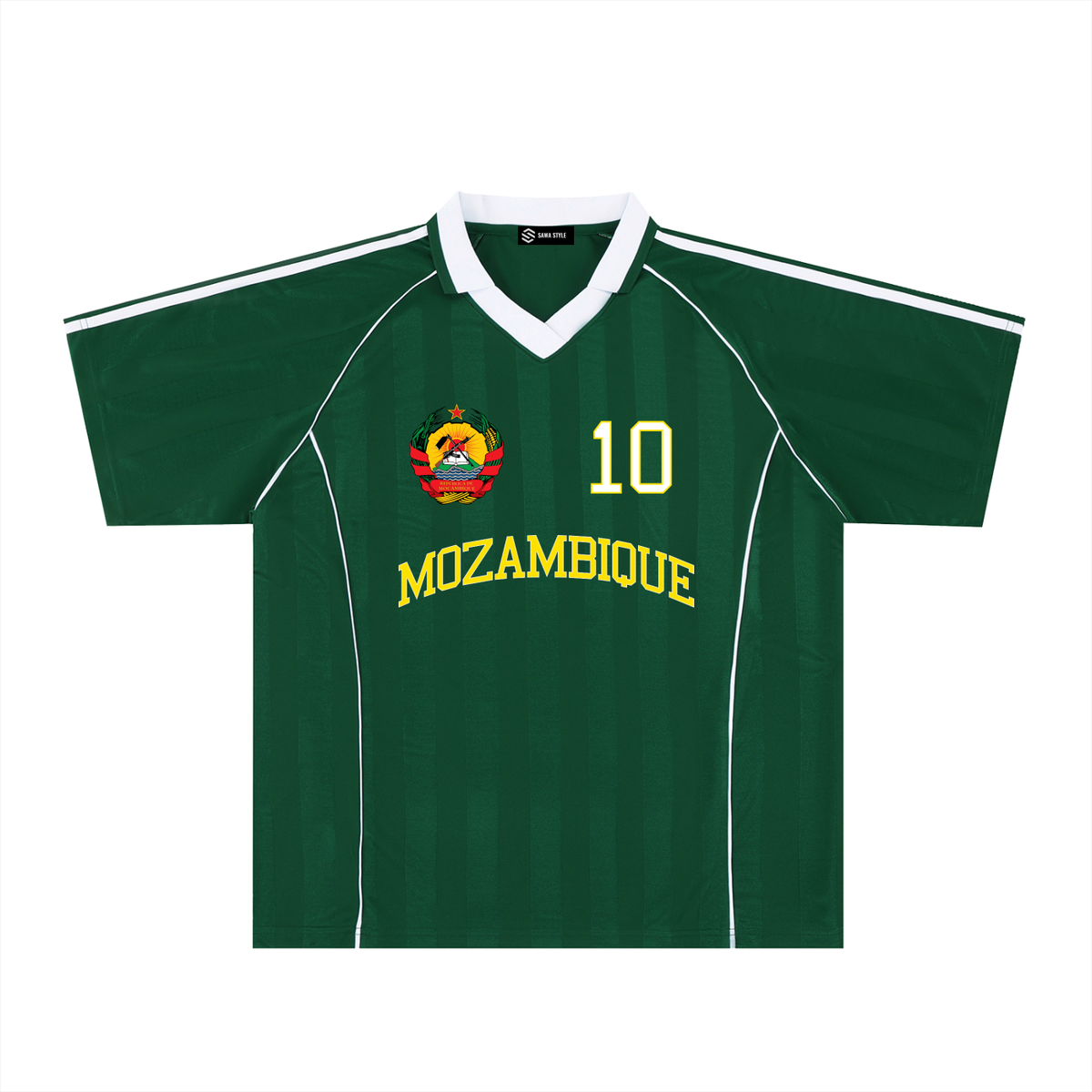 Mozambique AFCON 2027 Shadow Stripe Soccer Jersey