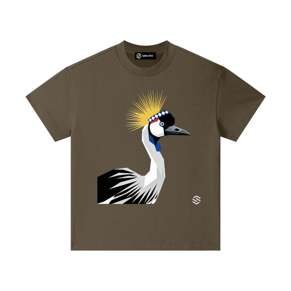 T-shirt Enfant Grue Royale d'Afrique | 100 % Coton Oiseau d'Afrique de l'Est | Inspiré du Rwanda et de l'Ouganda