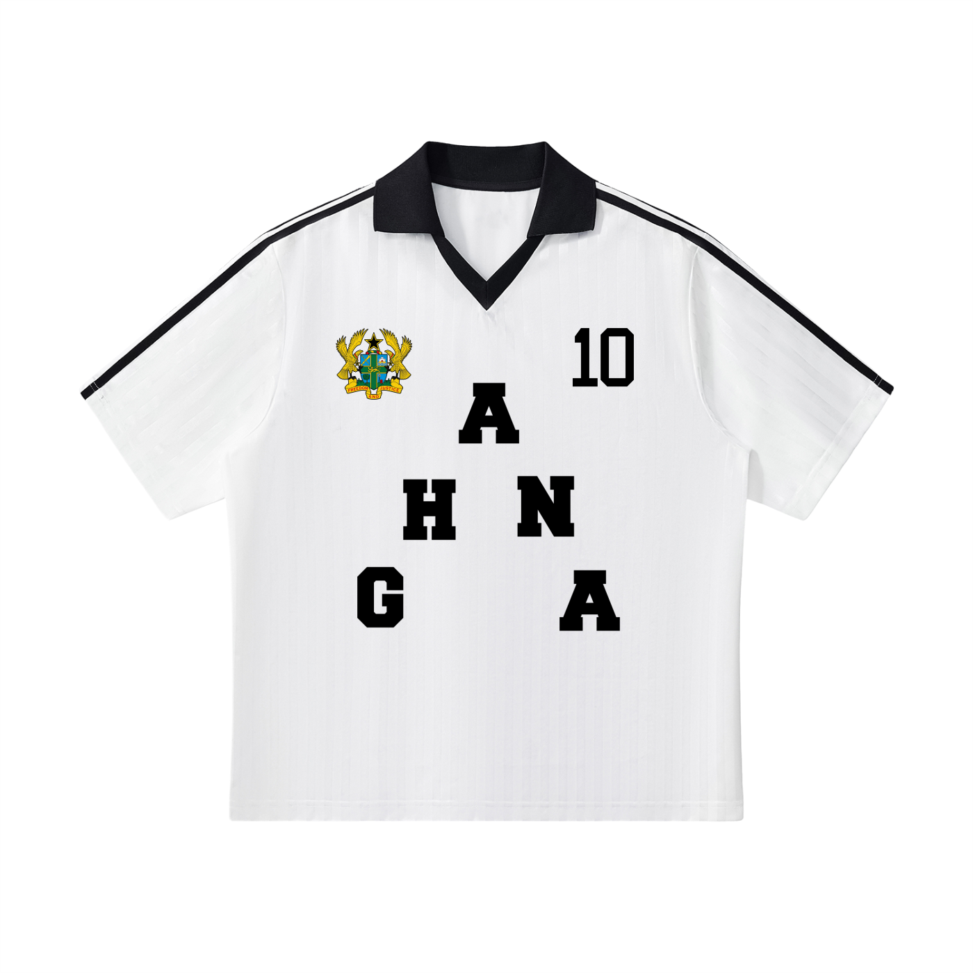 Ghana Contrast Collar Striped Soccer Jersey – Unisex Loose Fit | World Cup 2026