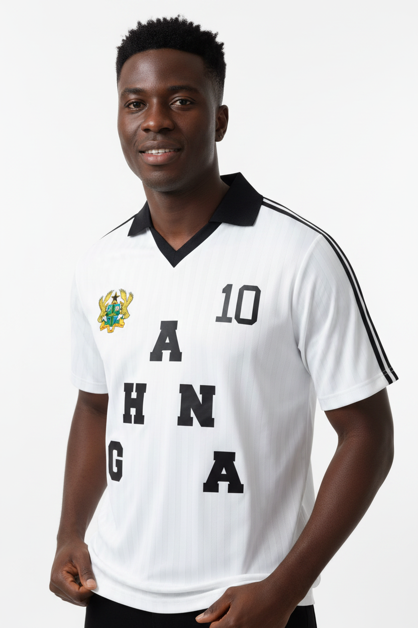 Ghana Contrast Collar Striped Soccer Jersey – Unisex Loose Fit | World Cup 2026