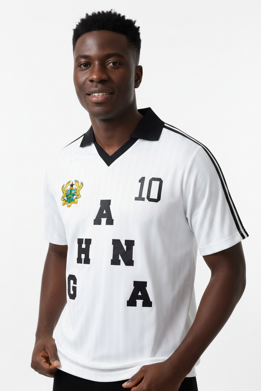 Ghana Contrast Collar Striped Soccer Jersey – Unisex Loose Fit | World Cup 2026