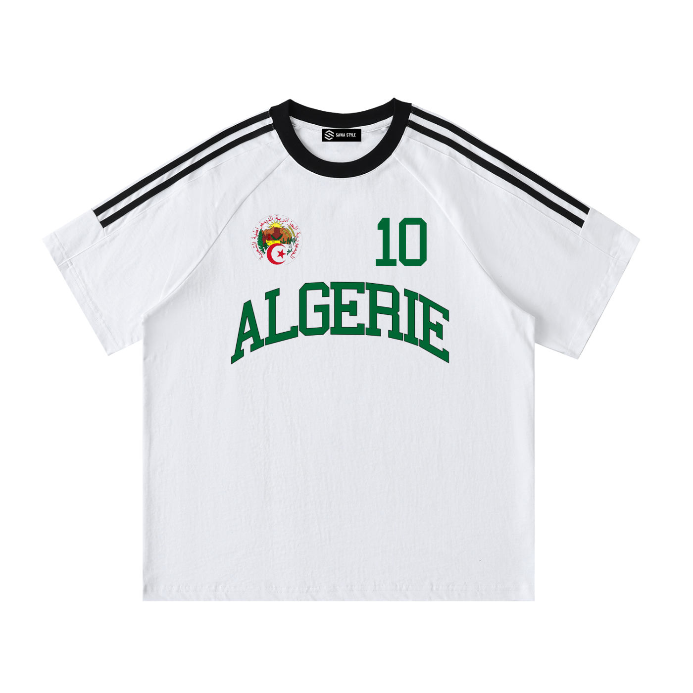 ODMPOD Algeria sports crewneck cotton T-shirt featuring a comfortable fit and vibrant country-themed design.