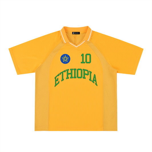 Ethiopia sports striped V-neck jersey by ODMPOD featuring bold stripes and athletic fit for ultimate performance.