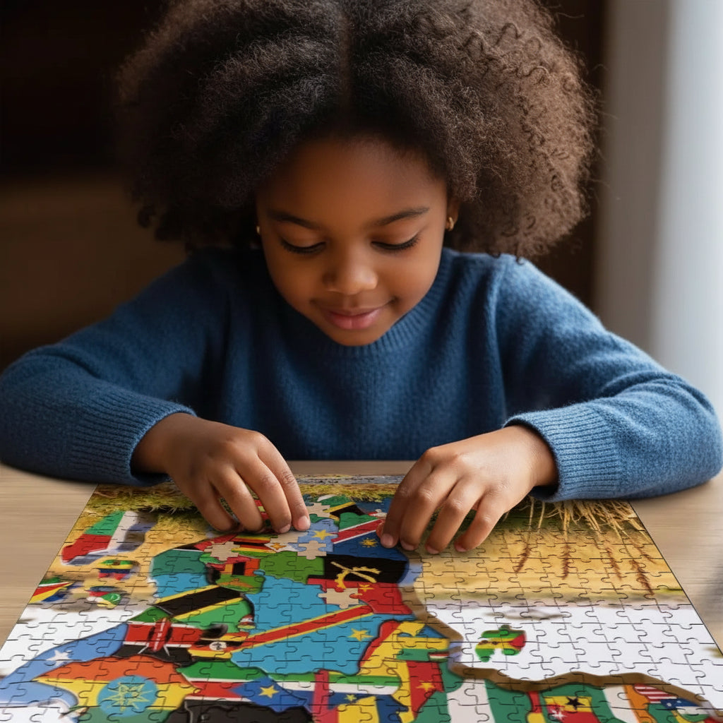 Africa 54 Countries Wooden Jigsaw Puzzle – 500 Piece Basswood Puzzle (Vertical).