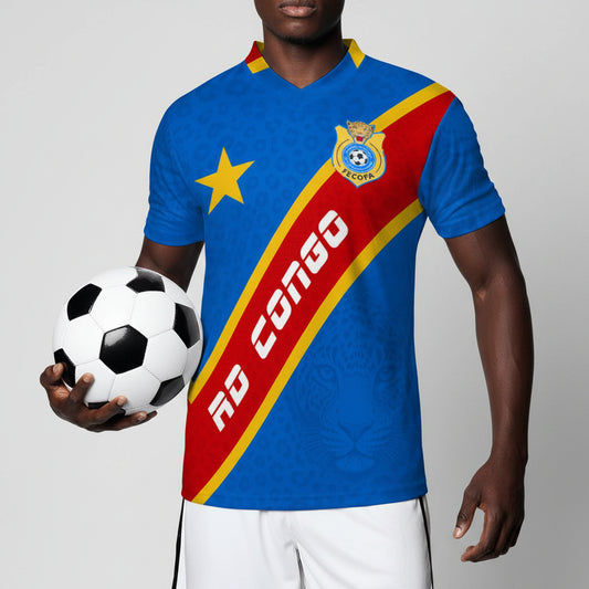 RDC Leopard Soccer Jersey, RD Congo Supporter jersey, Personalized Name & Number, Camisa De Futbol