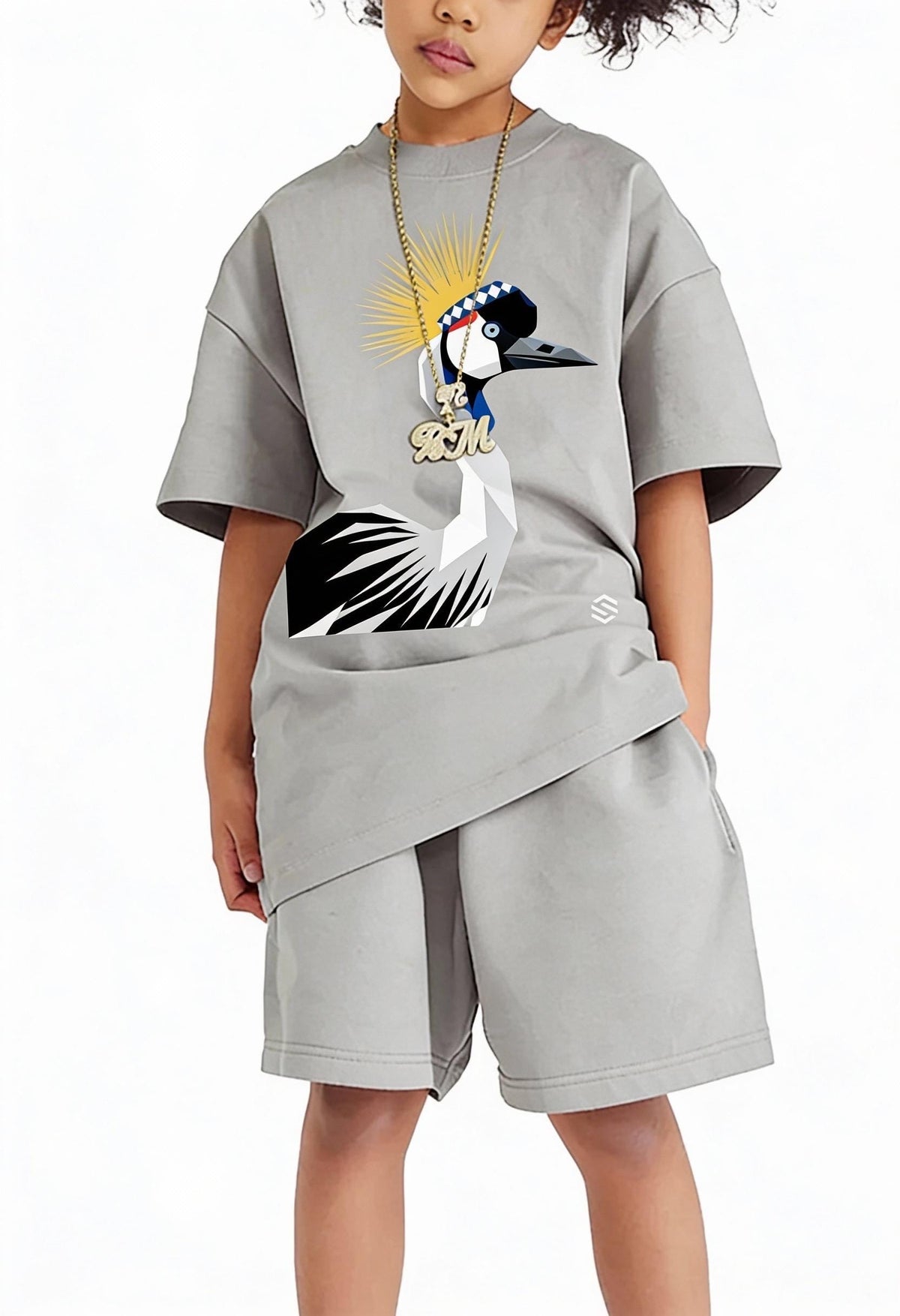 T-shirt Enfant Grue Royale d'Afrique | 100 % Coton Oiseau d'Afrique de l'Est | Inspiré du Rwanda et de l'Ouganda