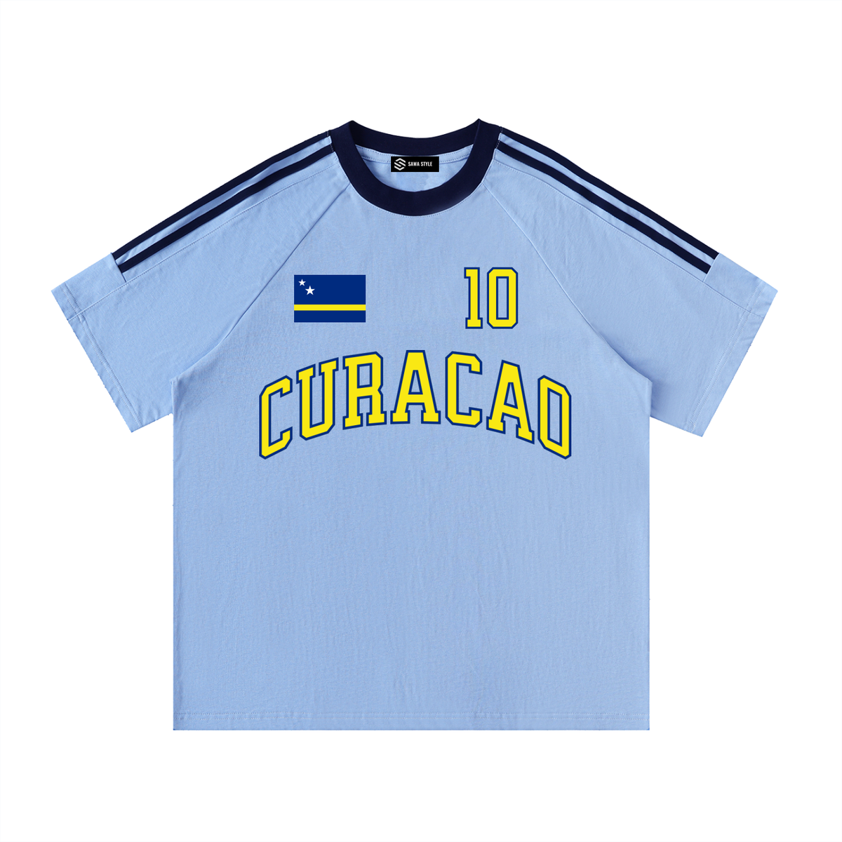 Curacao Contrast Tape Crewneck Cotton T-Shirt