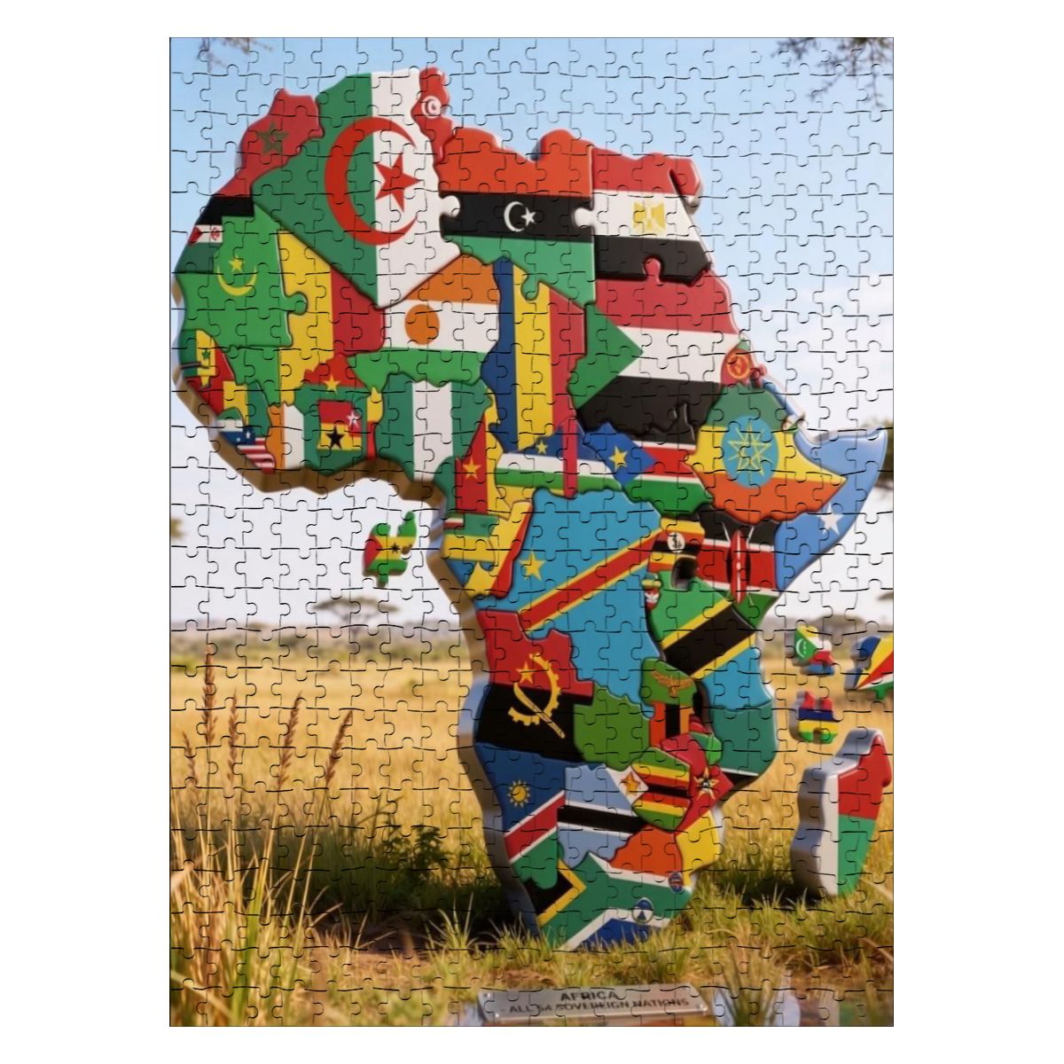 Africa 54 Countries Wooden Jigsaw Puzzle – 500 Piece Basswood Puzzle (Vertical).