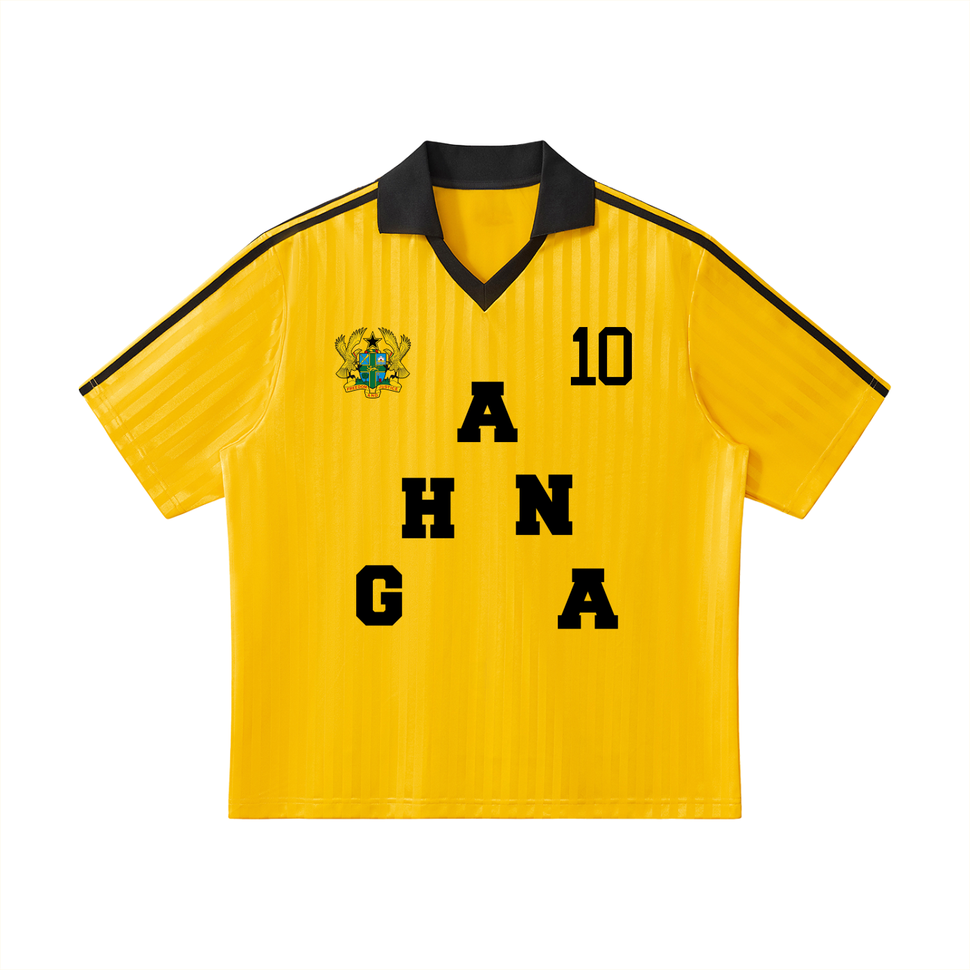Ghana Contrast Collar Striped Soccer Jersey – Unisex Loose Fit | World Cup 2026