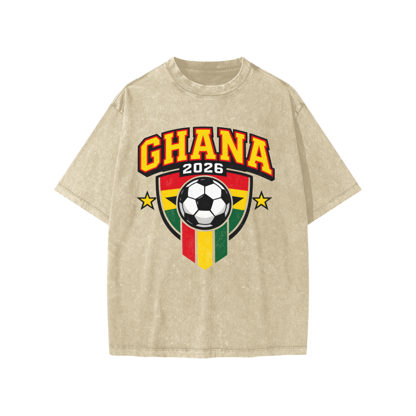 Ghana World Cup 2026 kids' supporter T-shirt by ODMPOD featuring Ghana flag and World Cup graphics, suitable for young football fans.