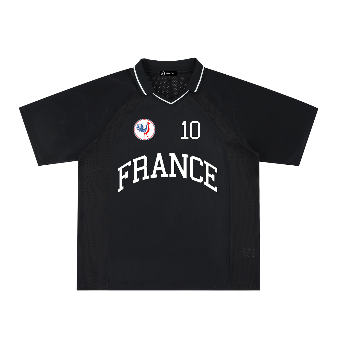 France Striped V-Neck Soccer Jersey – Drop Shoulder Oversized Tee | Black, Blue & Navy | World Cup 2026